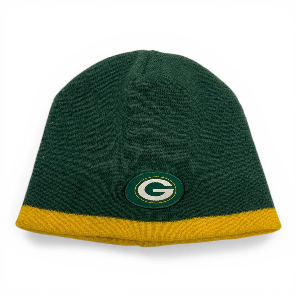 Vintage NFL Green‎ Bay Packers Beanie Hat Unisex OSFA Green Gold Knit Logo